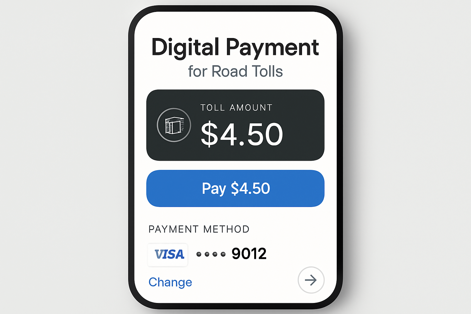 Digital payment interface for road tolls